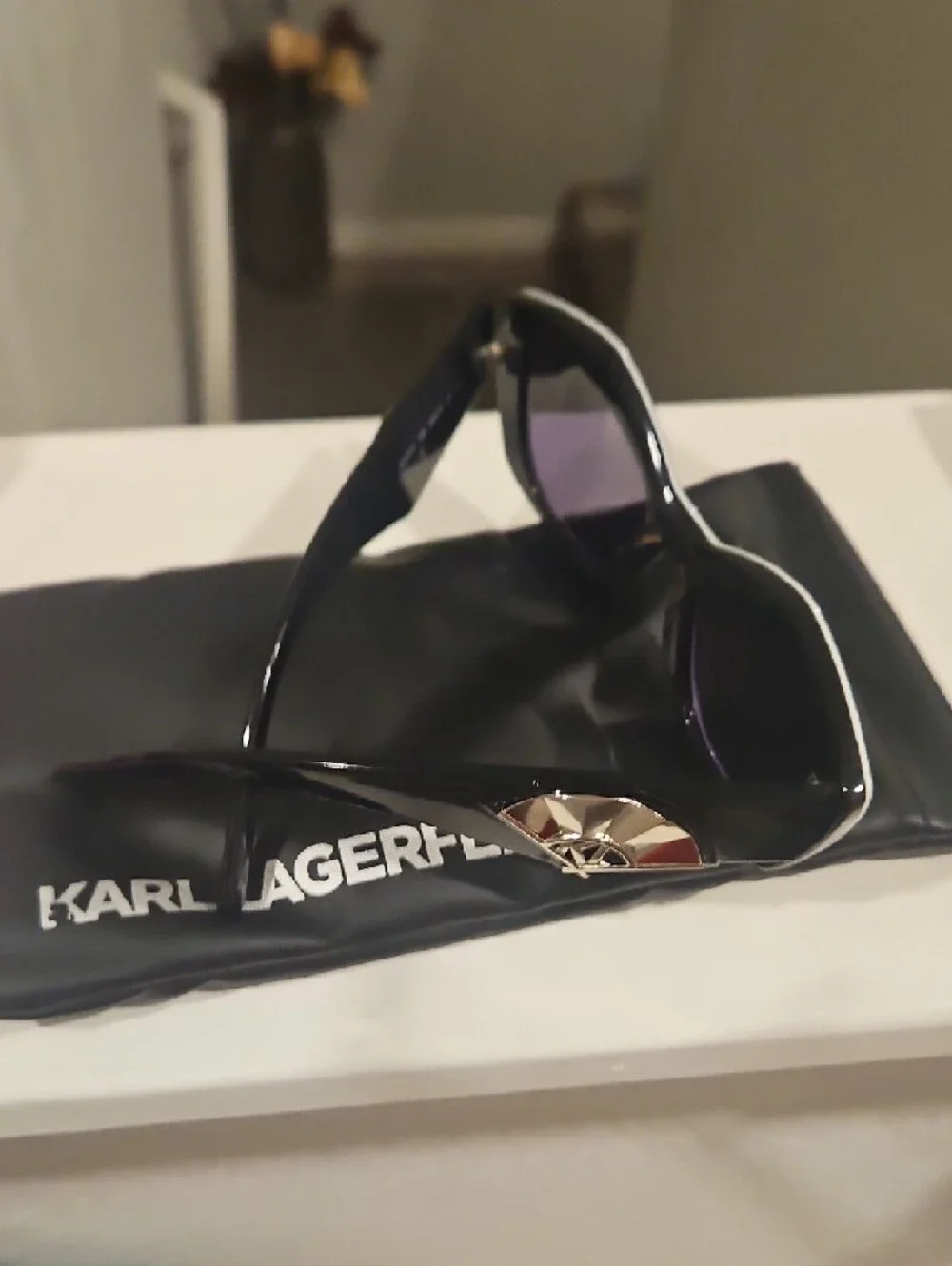 Karl Lagerfeld Black Sunglasses with White Accents - Picture 5 of 5